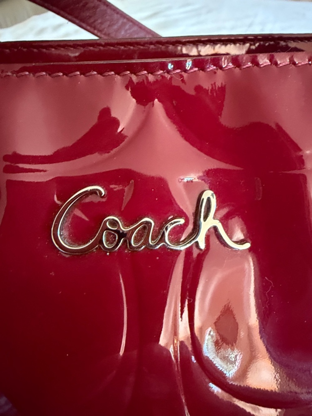 Coach Patent Leather Tote and Wristlet - Wine
